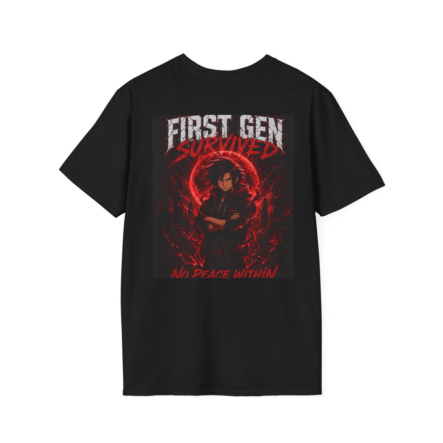 First Gen Survived T-Shirt — No Peace Within Graphic Tee (Red Demon Vibe)