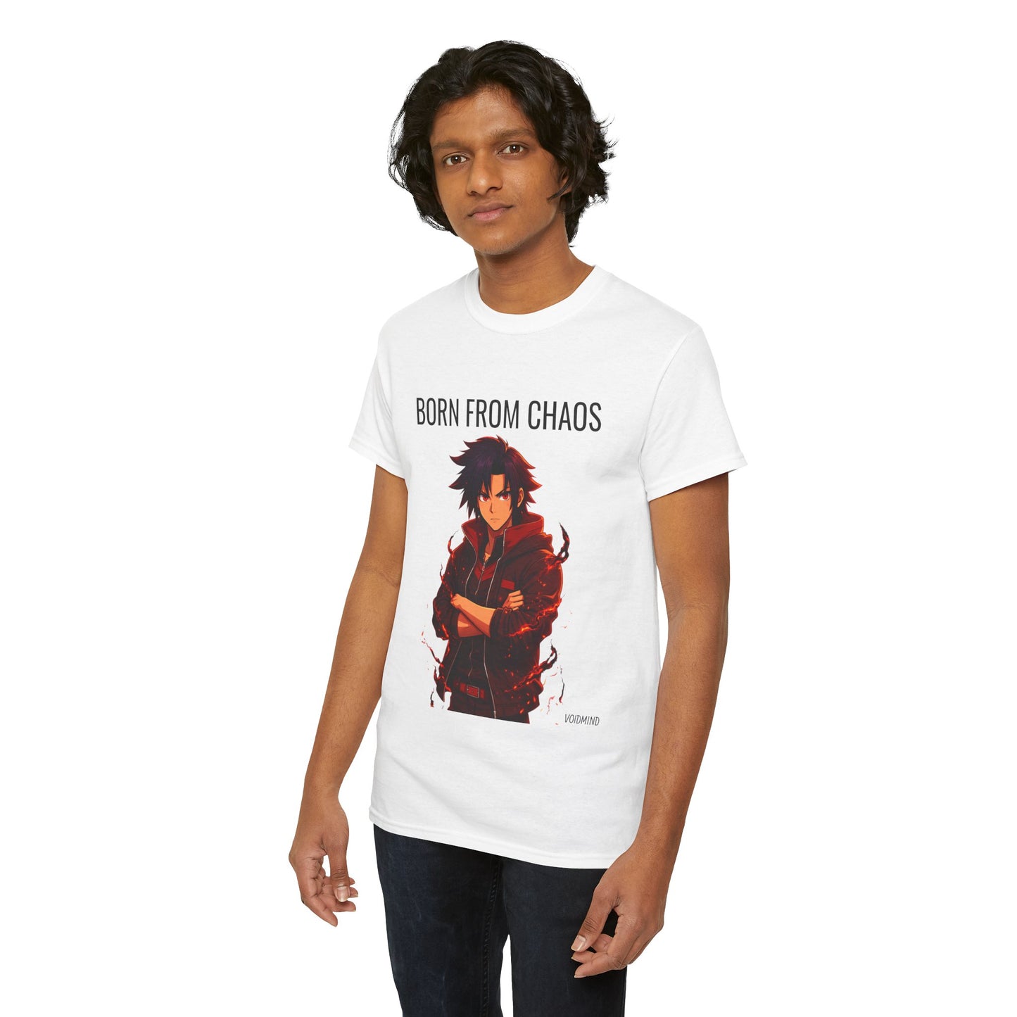 Born From Chaos T-Shirt – Dark Anime Streetwear Tee (Red Aura / No Peace Within)