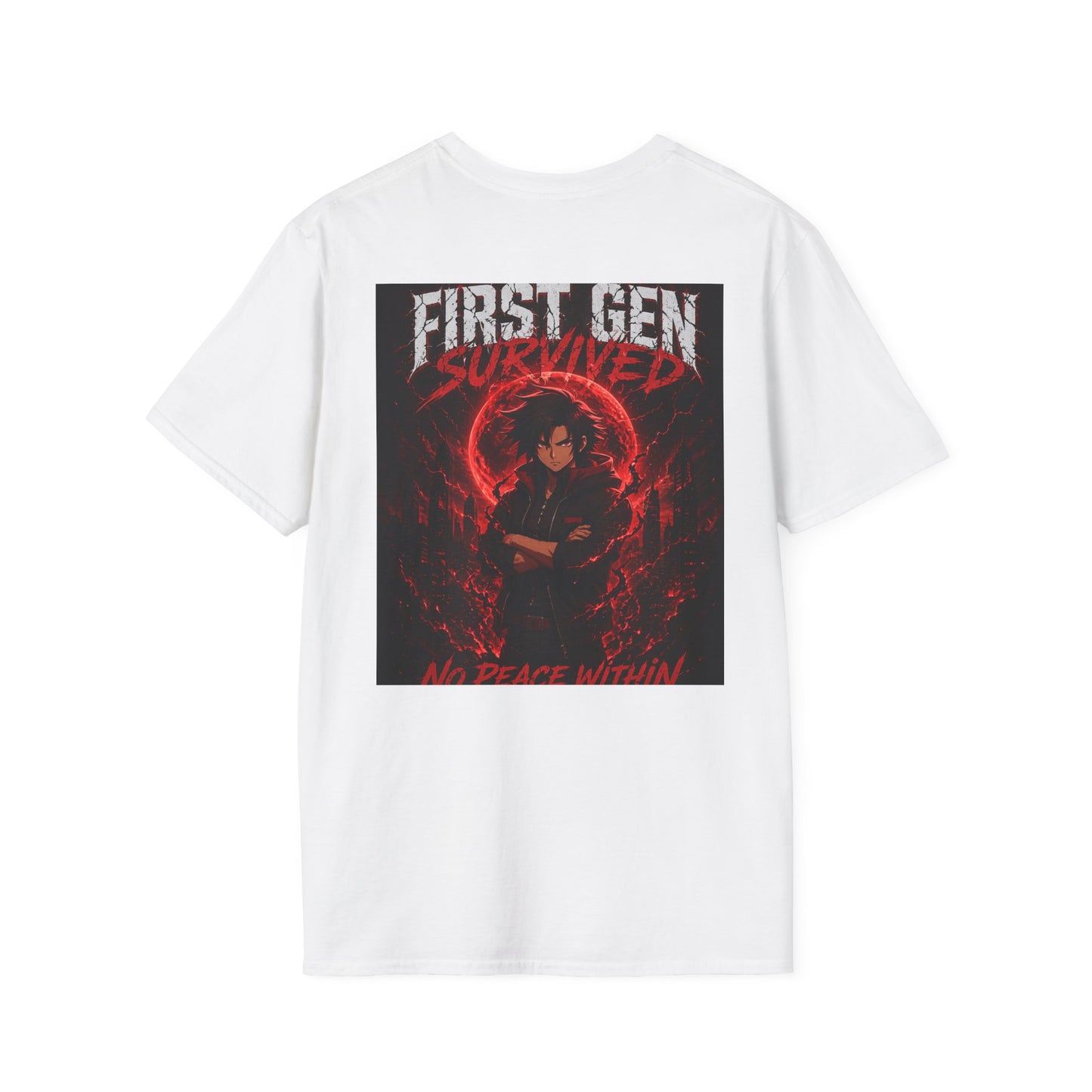 First Gen Survived T-Shirt — No Peace Within Graphic Tee (Red Demon Vibe)
