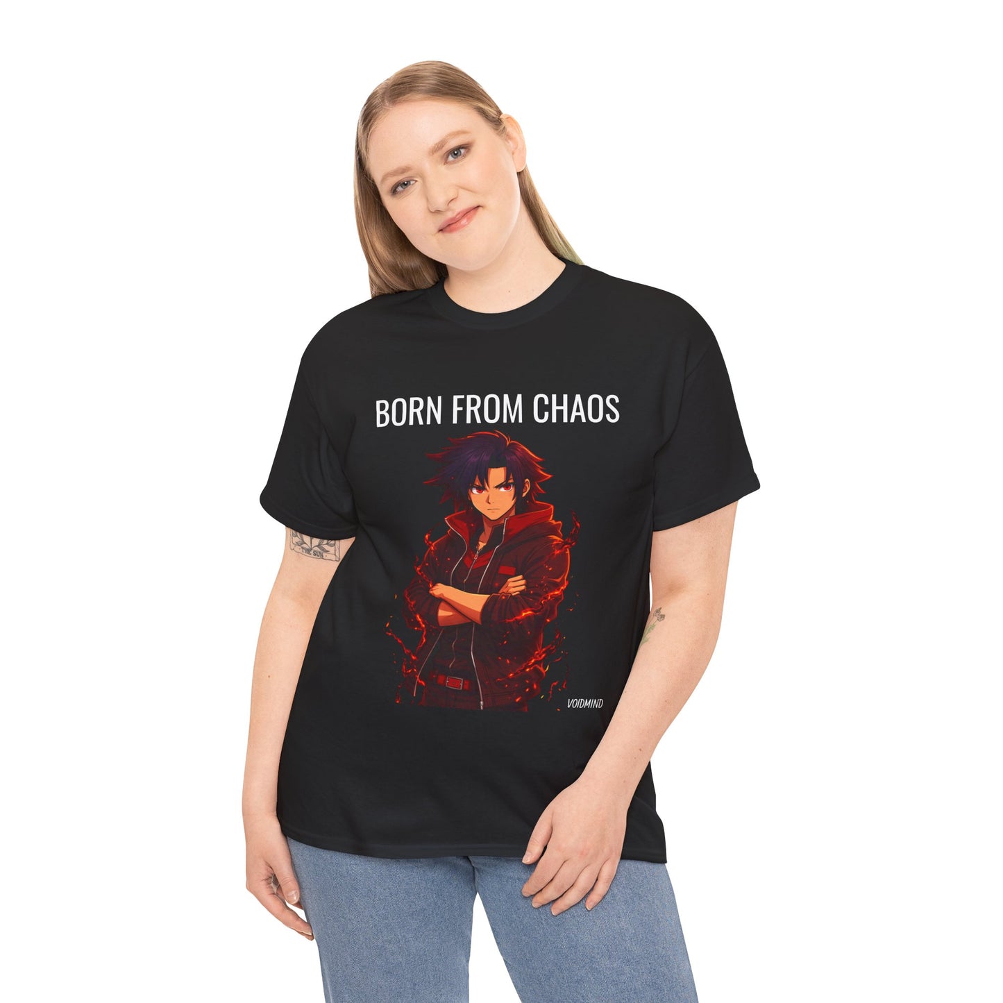 Born From Chaos T-Shirt – Dark Anime Streetwear Tee (Red Aura / No Peace Within)