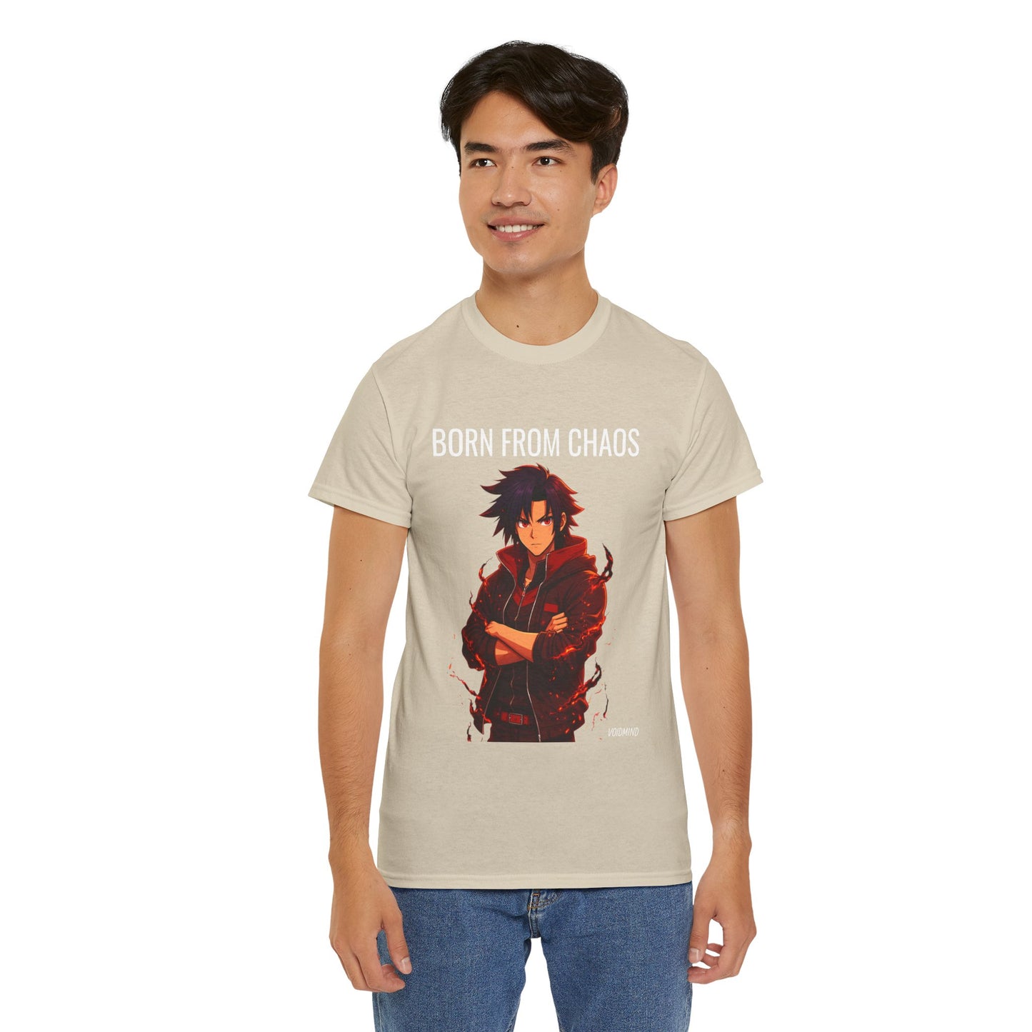 Born From Chaos T-Shirt – Dark Anime Streetwear Tee (Red Aura / No Peace Within)